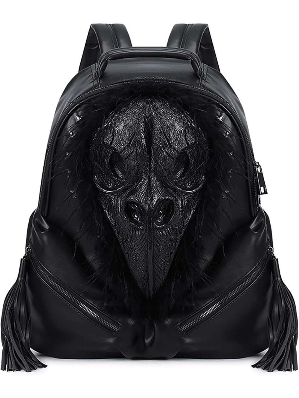 Women's Large Black Skull Backpack Gothic Punk Halloween Horror 3D Chain Strap